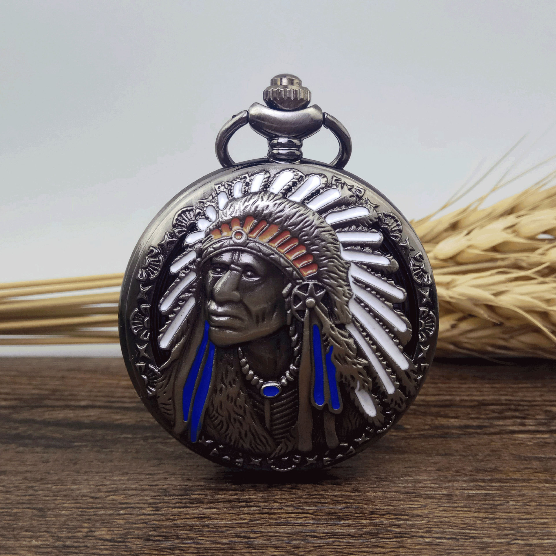 

Wholesale 50pcs/lot Indians Quartz watches Necklace Chain pocket watches PW083, Gold