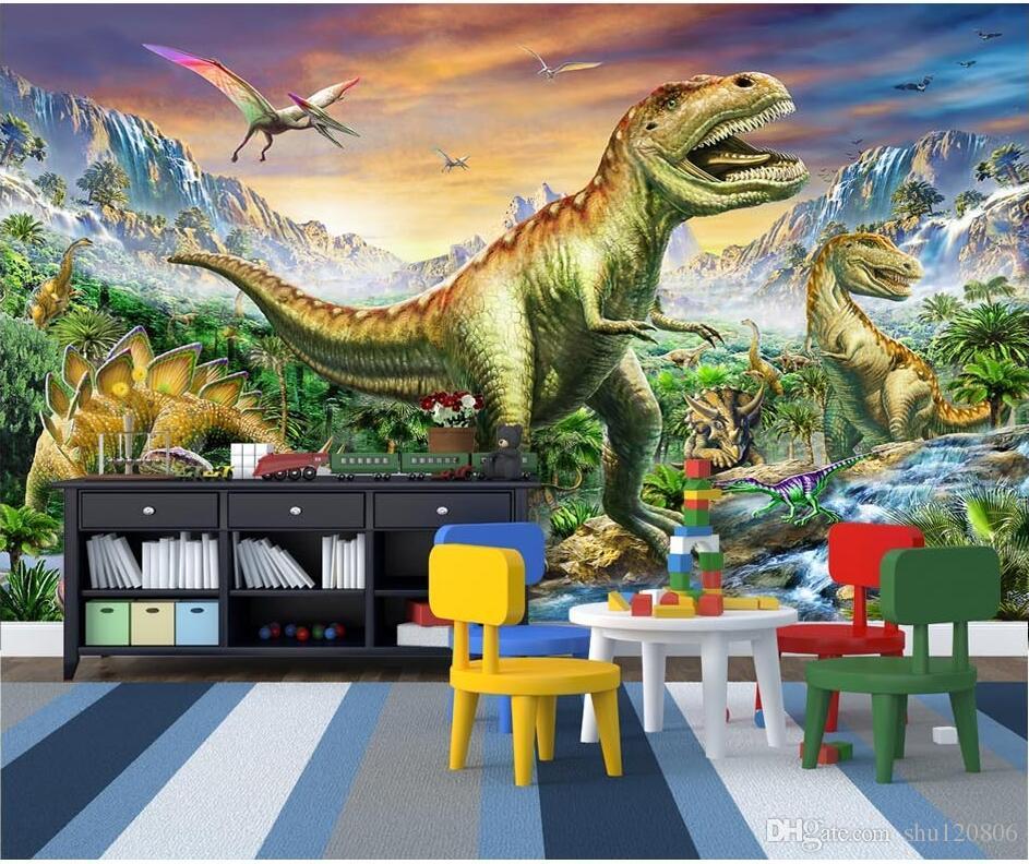 

3d wallpaper custom photo Forest Tyrannosaurus Jurassic Dinosaur World Children's Room 3d wall murals wallpaper for walls 3 d living ro, Picture shows