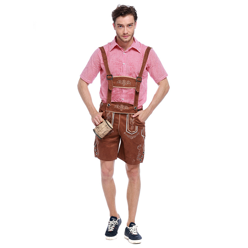 

S-XL Adult Man Oktoberfest Costume Lederhosen Bavarian Octoberfest German Festival Beer Costumes for Men, Blue