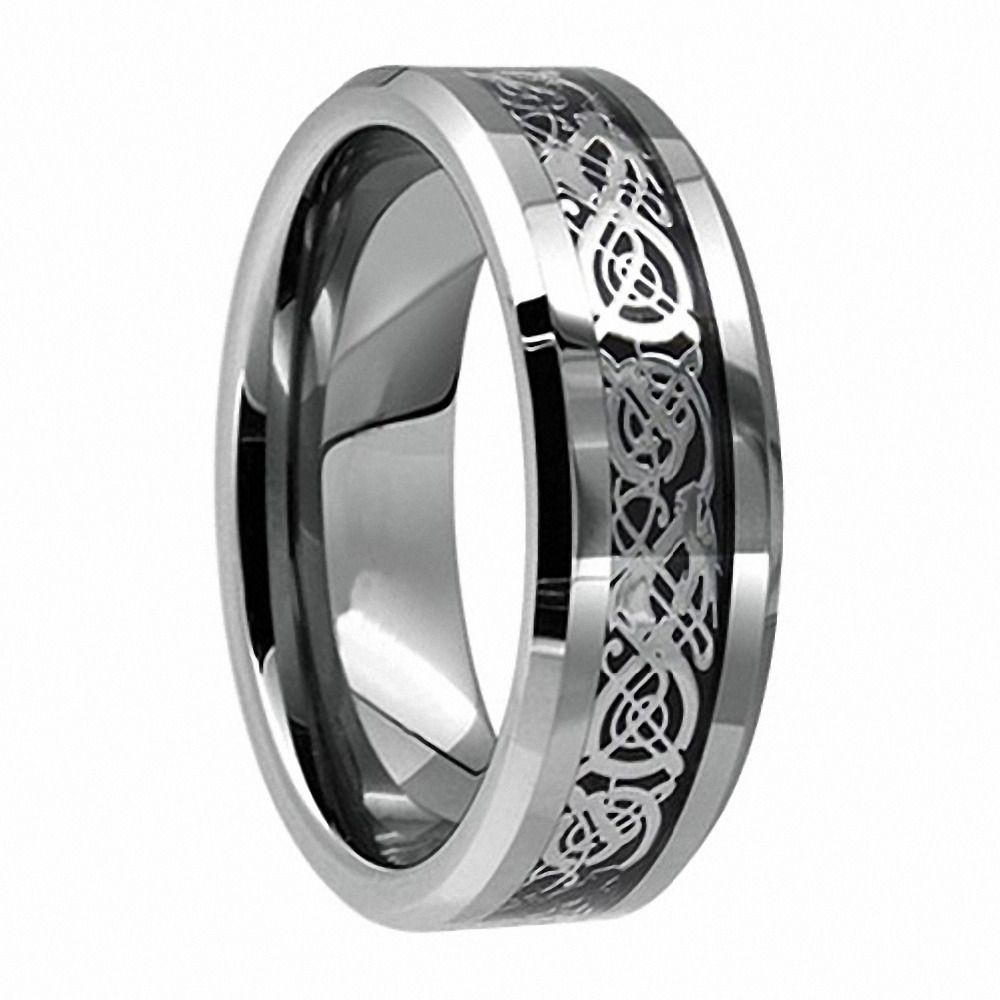 Bague de fiançailles pour hommes, bague Dragon celtique en carbure de tungstène de 8mm, bracelet de mariage, bijoux Vintage