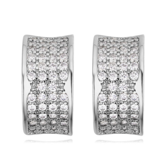 

Earrings New Fashion Women Zircon Earrings Jewelry Luxury Brief 18K Gold Plated Geometric Copper Stud Earrings