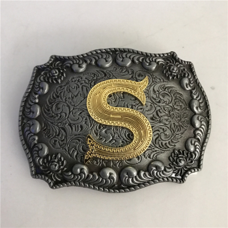 1 Pcs New Gold Initial Letter Belt Buckle With 84*63mm Metal Man Woman Jeans Jewelry accessories Fit 4cm Wide Belt