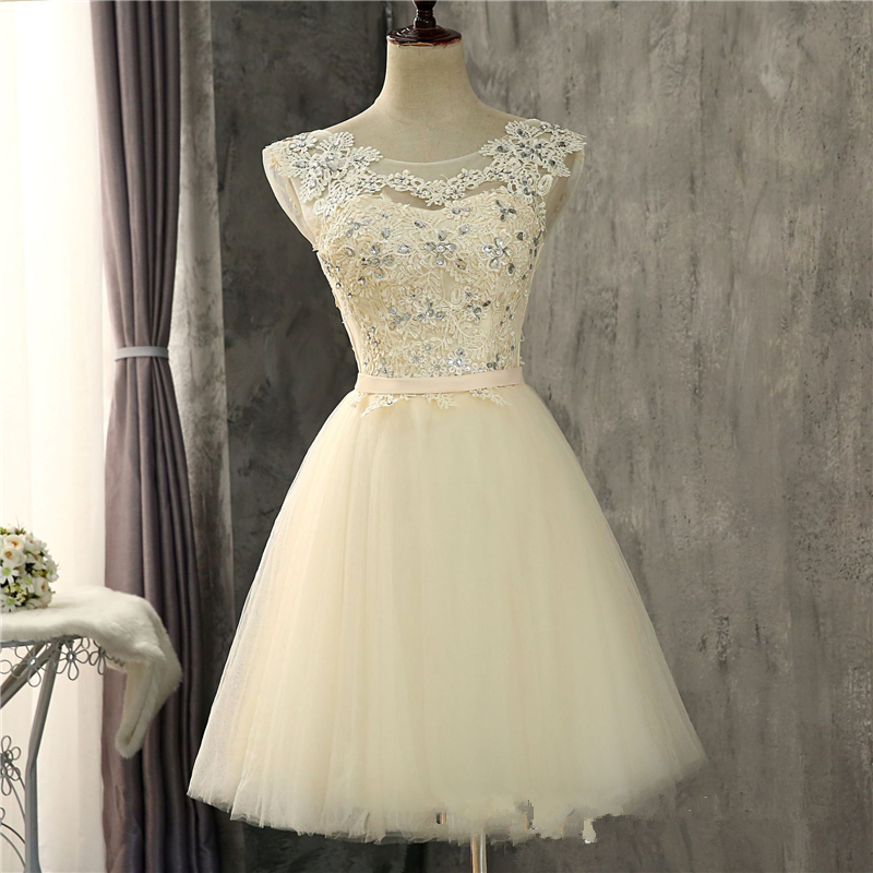 

2018 Sexy Appliques Crystal Short Prom Dresses With Tulle Lace Up Homecoming Cocktail Party Special Occasion Gown Vestido Fiesta BH12, White