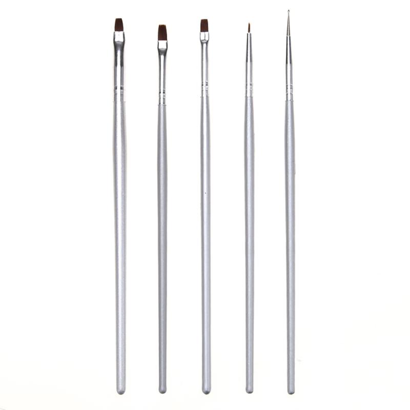 

5pcs Nail Art Design Dotting Painting Drawing Pen Polish Brush Set, As pic