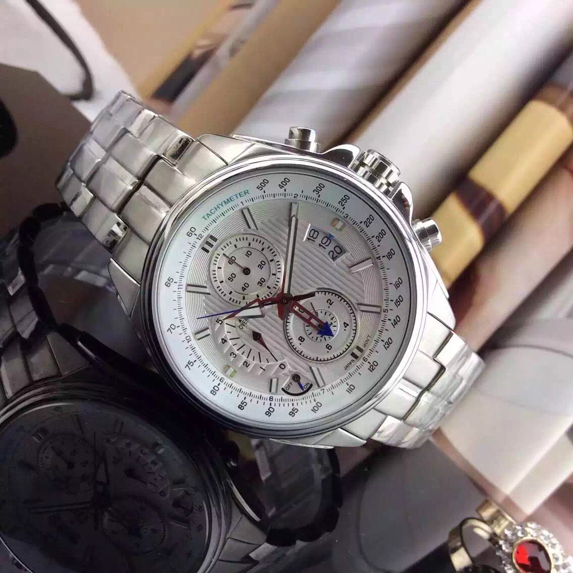 

2018 New refined steel brand men's wrist watch waterproof fashion leisure watch new product strongly recommended, Silver