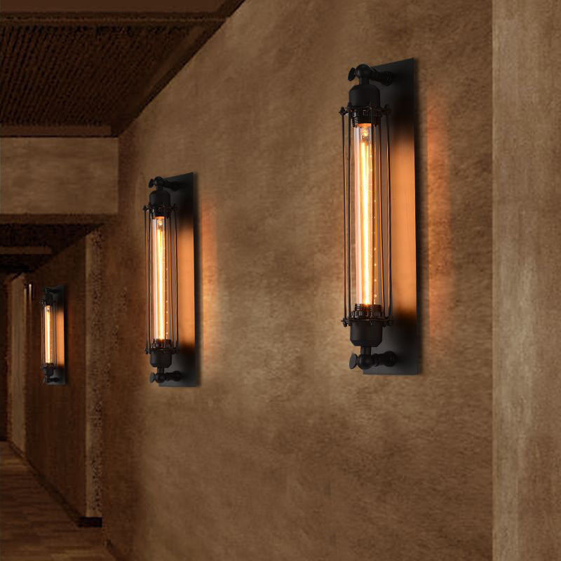 T300 Edison Industrial Flute Wall Lamp Retro Rustic Iron Wall Sconce Plate Lamp-image-411958785