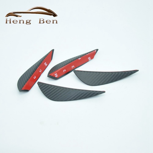 HB 4 PCS CARBON FIBER STYLE FRONT BUMPER LIP diffuser SPLITTER FINS BODY SPOILER CANARDS VALENC