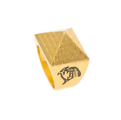 

Uwin New Arrival Cool Pyramid Model Mens Retro Style Gold Color Ring Wipe Black Pattern Hip hop Fashion 8-11 Rings Drop Shipping