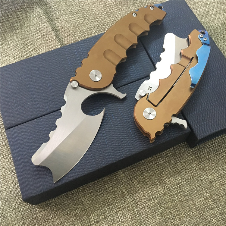 

2018 Magic Chav Custom D2 Blade ball bearing Folding Knife Camping Hunting Survival Knives Outdoor EDC Tools man of war