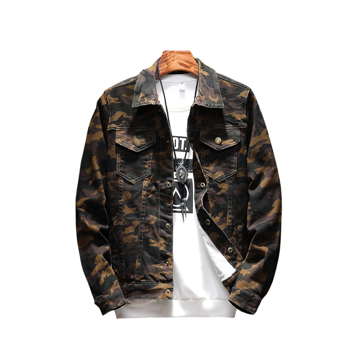 

Fashion Casual denim jacket Men's Plus Size -5XL 2018 spring new wild camouflage jungle style fashion Slim denim jacket men