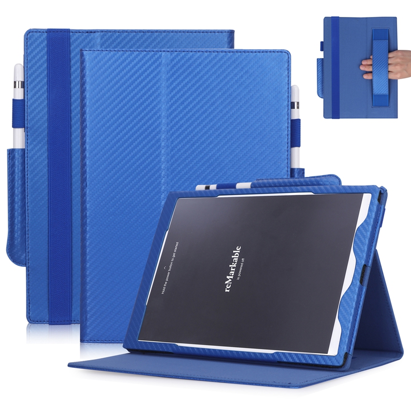 

Carbon Fiber Pattern PU Leather Case Cover for Remarkable 10.3 inch E-Book Tablet with Hand Holder Grip Shell Card Slots