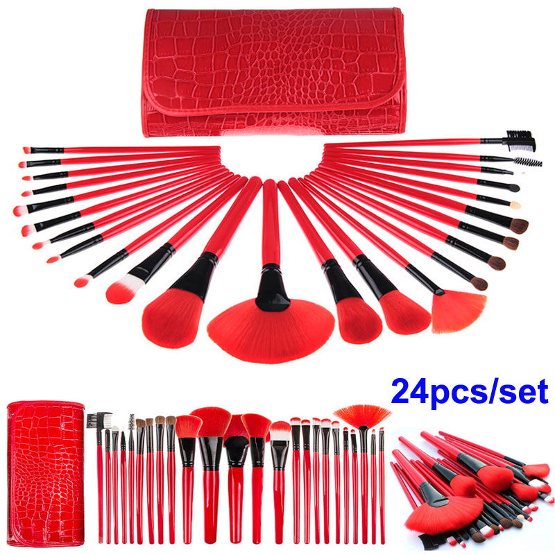 

Makeup Brushes 24 piece Crocodile Pattern Brush Complete Set Face and Eye Brushes kit Eyeshadow Eyeliner Pencil Powder Foundation Brush