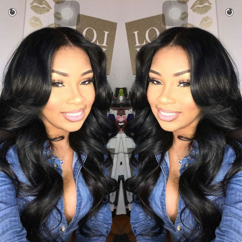 

100% Brazilian Malaysian Peruvian Human Hair Body Wave Wigs Unprocessed Pre Plucked Lace Frontal Wigs with Baby Hair Length 12-24 Inch, Natural color