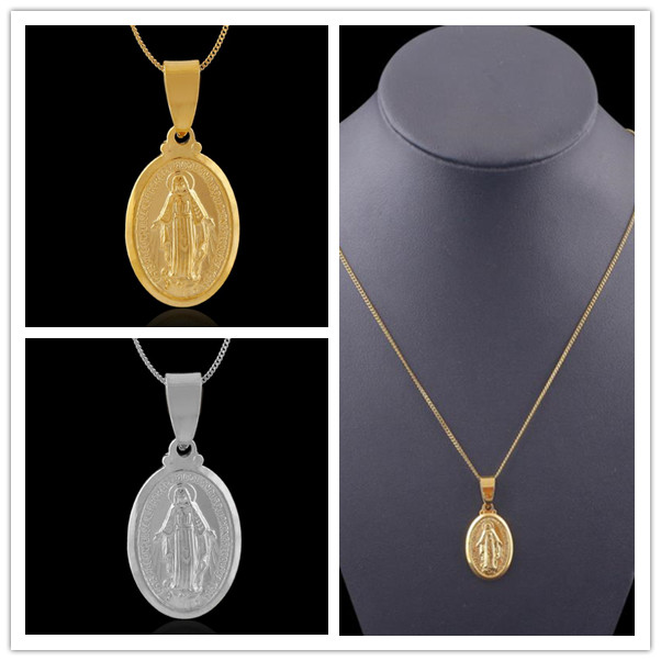 

TOP Virgin Mary Necklace Earrings Set Trendy Platinum 18K Gold SILVER Plated Pendants Religious Jewelry Sets For Women Cross Accessories