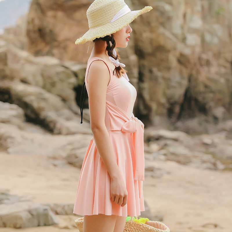 

Sexy Womens Swim Suit Halter Skirt Swimwear One Piece Swimsuit Summer Backless Monokini Girl Bathing Suit