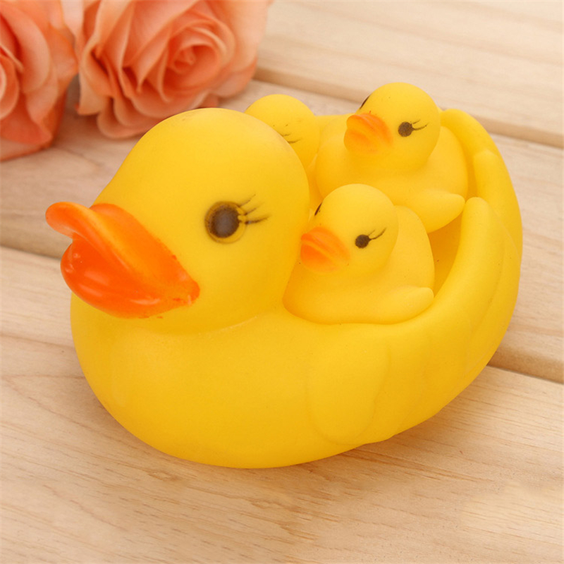 

4pc/Lot Kids Toys Bath Toy Shower Water Floating Squeaky Yellow Rubber Ducks Baby Toys Water Brinquedos For Bathroom Childrens Toys