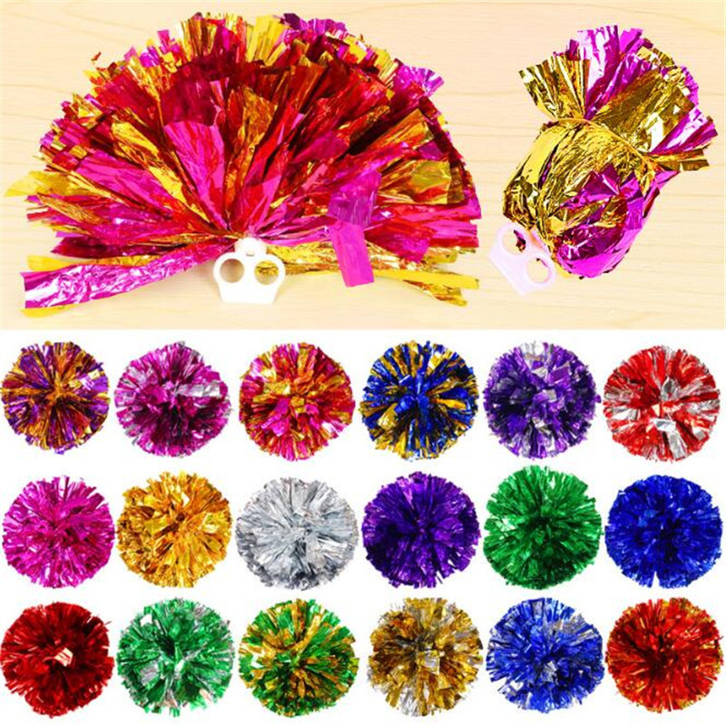 

50g Cheerleading Pom Poms Cheerleaders Hand Flowers with Plastic hand stick PVC Hand Flowers Pompoms Supplies 50pcs Free DHL Fedex