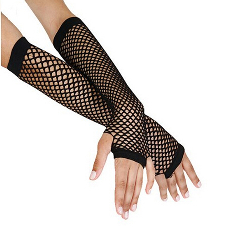 Ladies Fishnet Gloves Short Fingerless Neon Party Dance Womens Glove 1Pair