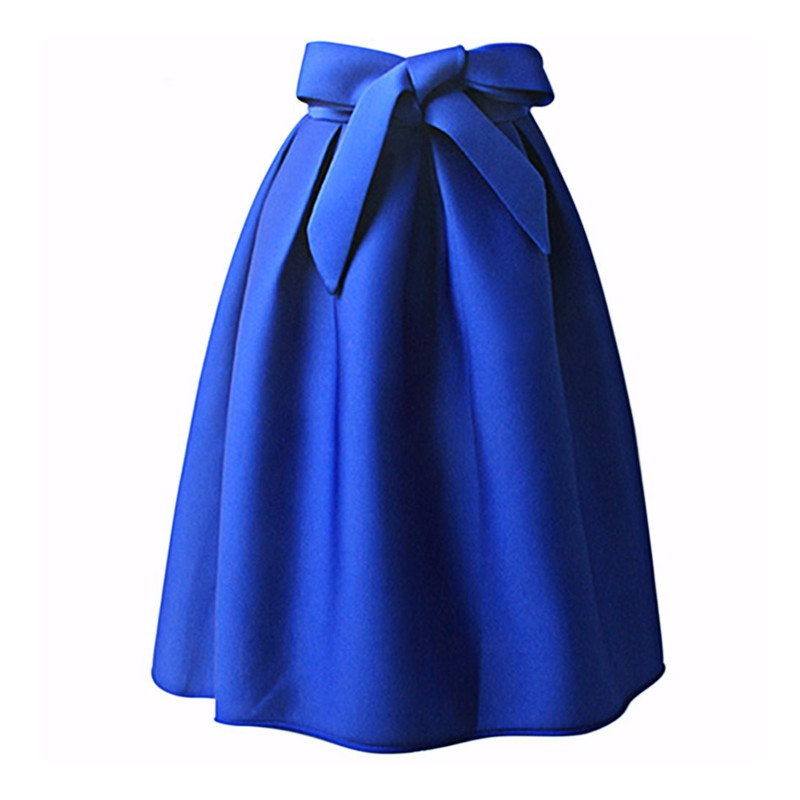 

2016 Summer Autumn New Fashion Vintage Flared Pleated Stretch High Waist Women Midi Ball Gown Skater Maxi Skirt, Green