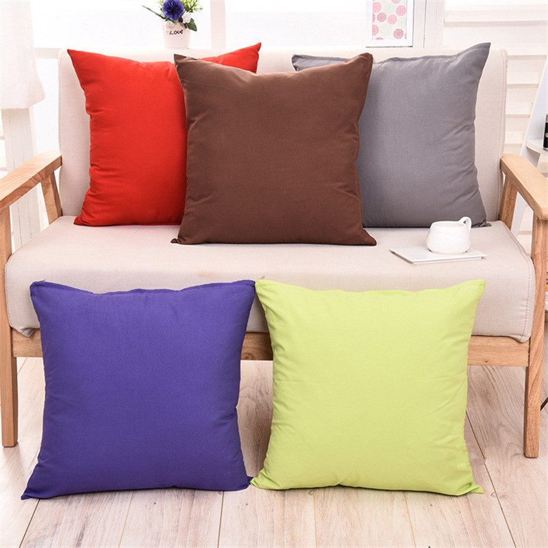 

Candy Color Plain Throw Pillow Case Cushion Without Core 45*45CM, As picture