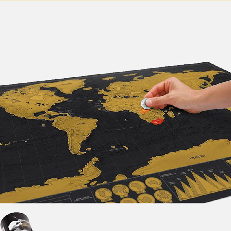 

drop shipping scratch off the world map black for home decoration wall art craft vintage poster r travel and living room decor