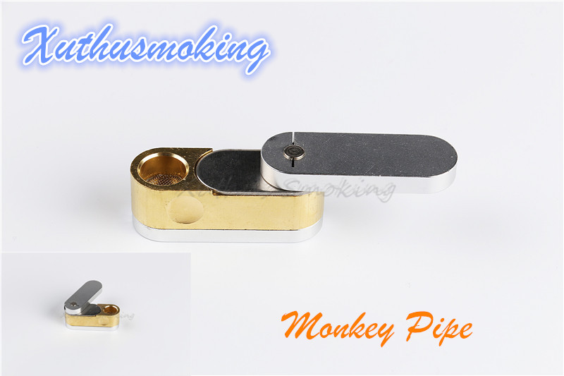 

Brass Metal Twist Pipe with Stash Fisherman Friend Monkey Pipes Aluminium Brass Herb Smoke Tool Free DHL 031
