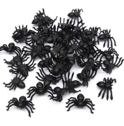 

Useful 50pcs 2*1.4cm Plastic Black Spider Halloween Decoration Festival Supplies Funny Prank Toys Decoration Realistic Prop