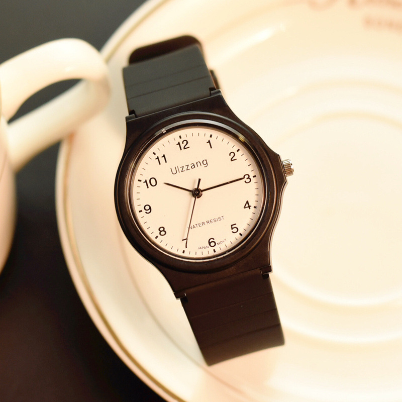 

Fashion Casual Minimalism Women Quartz Wristwatches Simple Silicone Candy Ladies Shell Watches Student Children Gift Watch Hours, Number+black dail