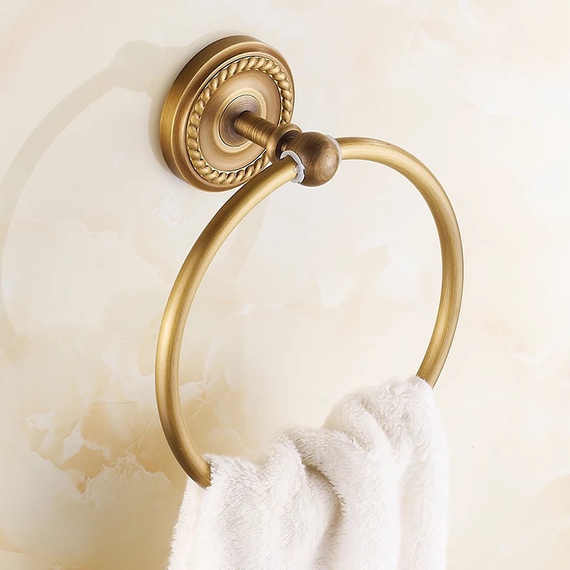 

Luxury Wall Mounted Black Towel Holder for Bathroom Accessories Solid Brass Bath Towel Bar Towel Rack, Antique gold