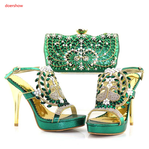 

African Style Shoes And Bag To Match High Quality Italian Shoes and Bag Set Nigerian Party Shoe and Bag Set LADY AB1-20, Black