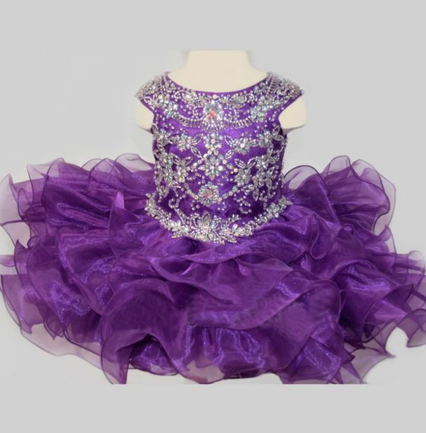 

Hot Selling Sweet Purple Ball Gowns Organza Girl's Pageant Dresses Scoop Flower Girl Dresses with Sparkly Beaded, Green