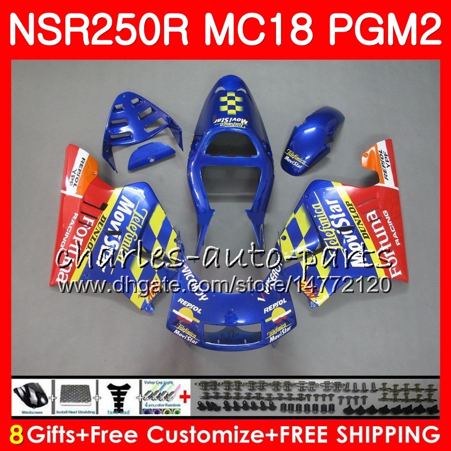 Bodys For HONDA NSR250R MC16 MC18 PGM2 NS250 88 89 Movistar RED 78HM.48 NSR 250 R NSR250 R RR NSR250RR NSR 250R 88 89 1988 1989 Fairing Kit