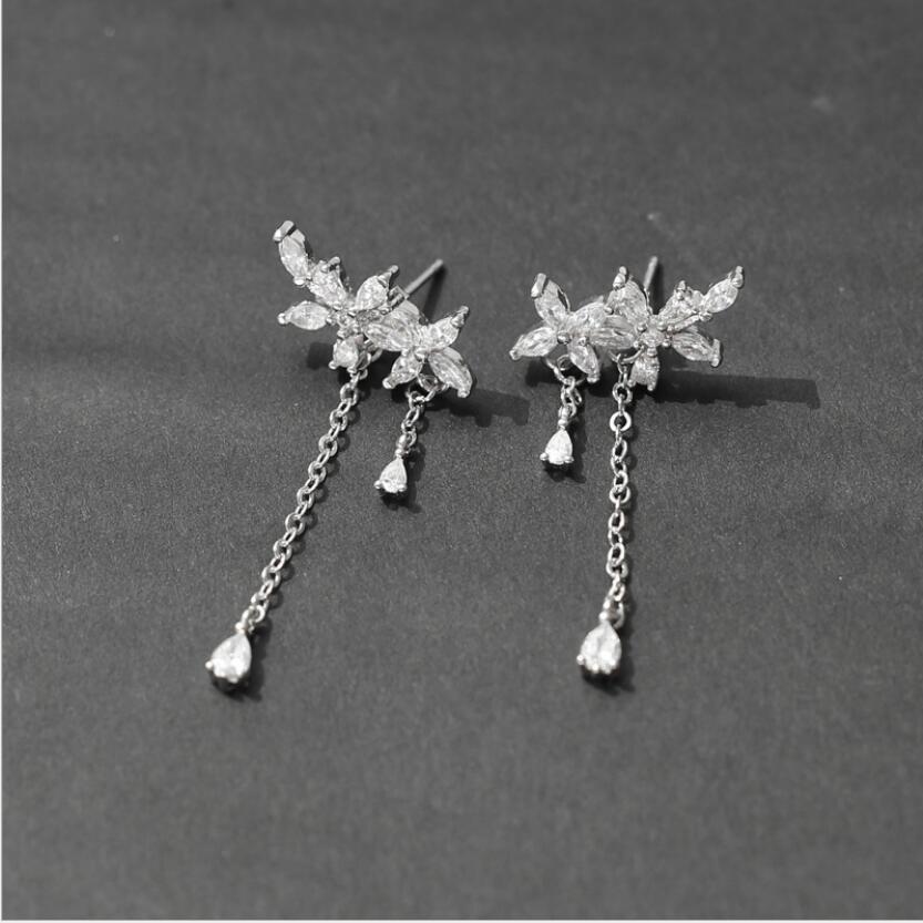 earrings S925 sterling silver earrings for women tassel flowers earrings hot fashion free of shipping