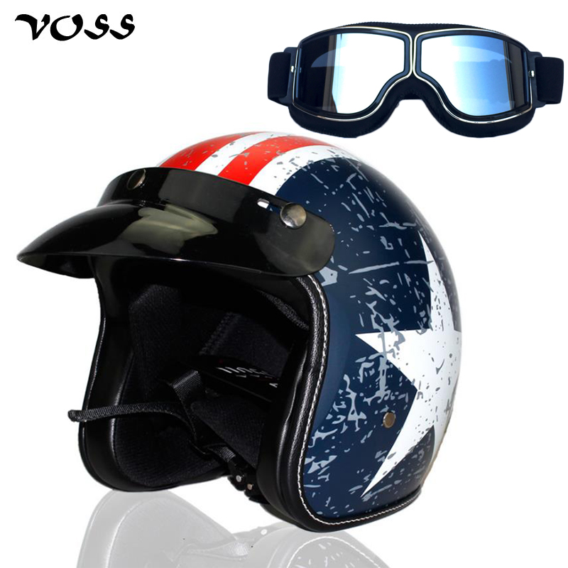 

VOSS open face 3/4 motorcycle motorcross Casco Capacete helmet, scooter helmet Vintage and silver glasses ,free shipping, No 4