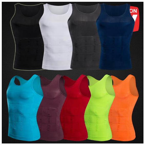

9 Colors Mens Slimming Body Shaper Vest Shirt Tank Top Men's Tummy Waist Vest Lose Weight Shirt Slim Compression Muscle Tank CCA8767 100pcs