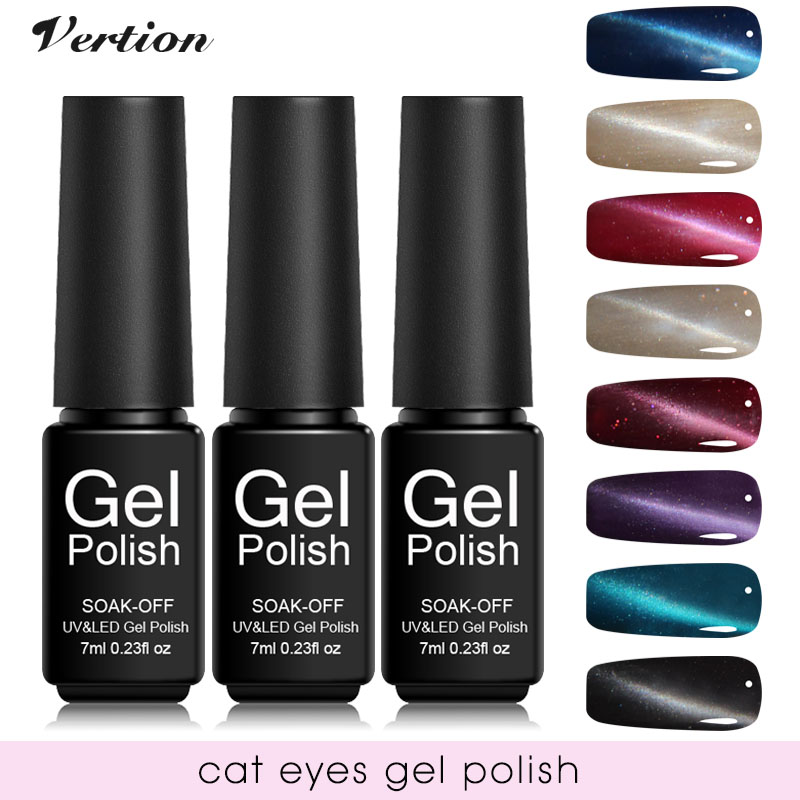 

Verntion 7ml Glitter 3D Cat Eyes Magnet Effect Gel Nail Polish UV LED Long-lasting Soak Off Acrylic Lacquer Nail Art, 62pink