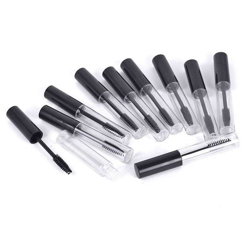

50pcs/lot 3.5ml stic PETG small clear Empty Mascara Tube Vial/Bottle/Container with Black Cap for eyelash growth medium mascara