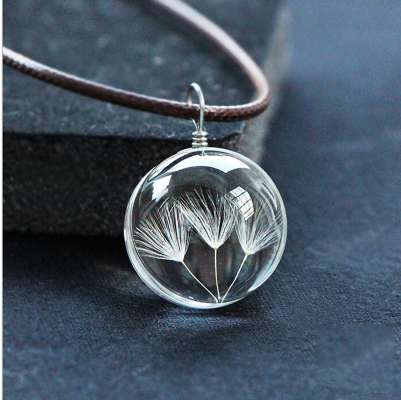 

Glass Ball Dandelion Pendant Necklace Handmade Dried Flowers Necklaces & Pendants