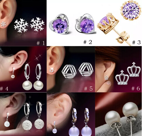 

The Crown Princess Cross Earrings S925 Sterling Silver Earring female anti allergy Valentine's Day gift to send his girlfriend gift 10 pairs
