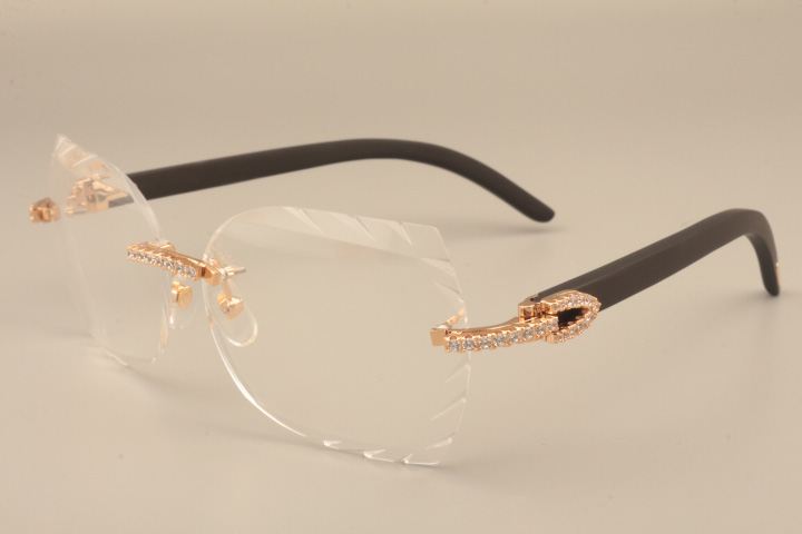 

locs Sunglasses Frames fashion high-end engraving lens frames 8300817 gold luxury diamond series wooden temple glasses frame 58--135mm 73CH XL67