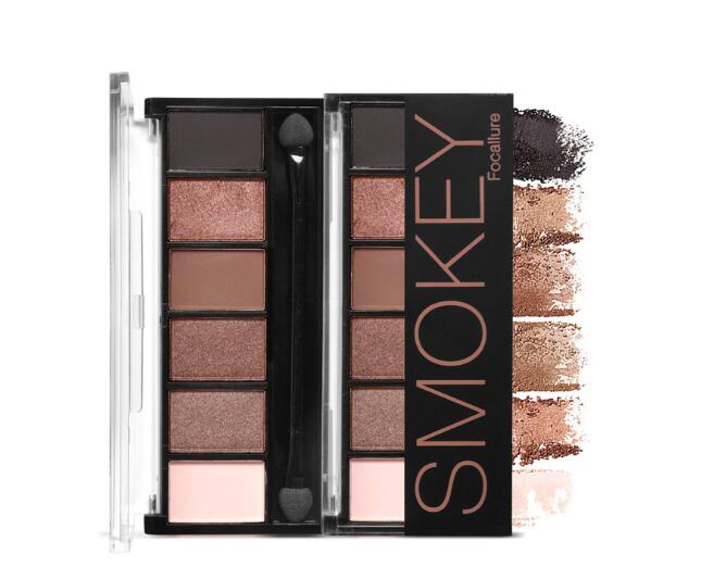 

FOCALLURE 6 Colors Eyeshadow Palette Glamorous Smokey Eye Shadow Shimmer Colors Makeup Kit