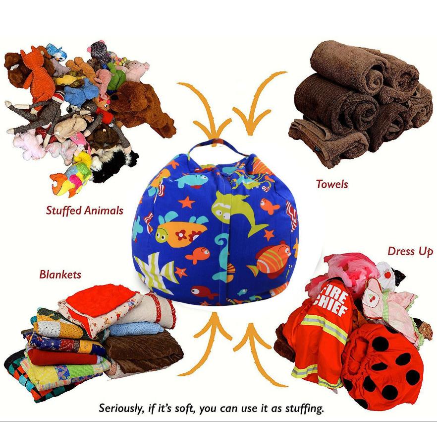 

Stuffed Animal Storage Beanbag Kids Toy Storage Bean Bag Chair Couch Child Plush Toy Clothes Organizer Kids Bedroom Play Mat 43 Design LDH20