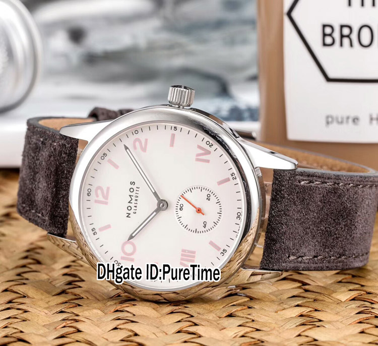 

New NOMOS Glashutte Club 737 Steel Case White Dial Automatic Mens Watch German Gray Turned Leatehr Strap Watches High Quality Cool NM13a1, Nm13-a1 (2)