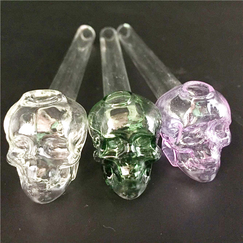 

5.5"inch Lenght Skull Glass Bowl Oil Burners Thick colorful Glass Pipe for Smoking