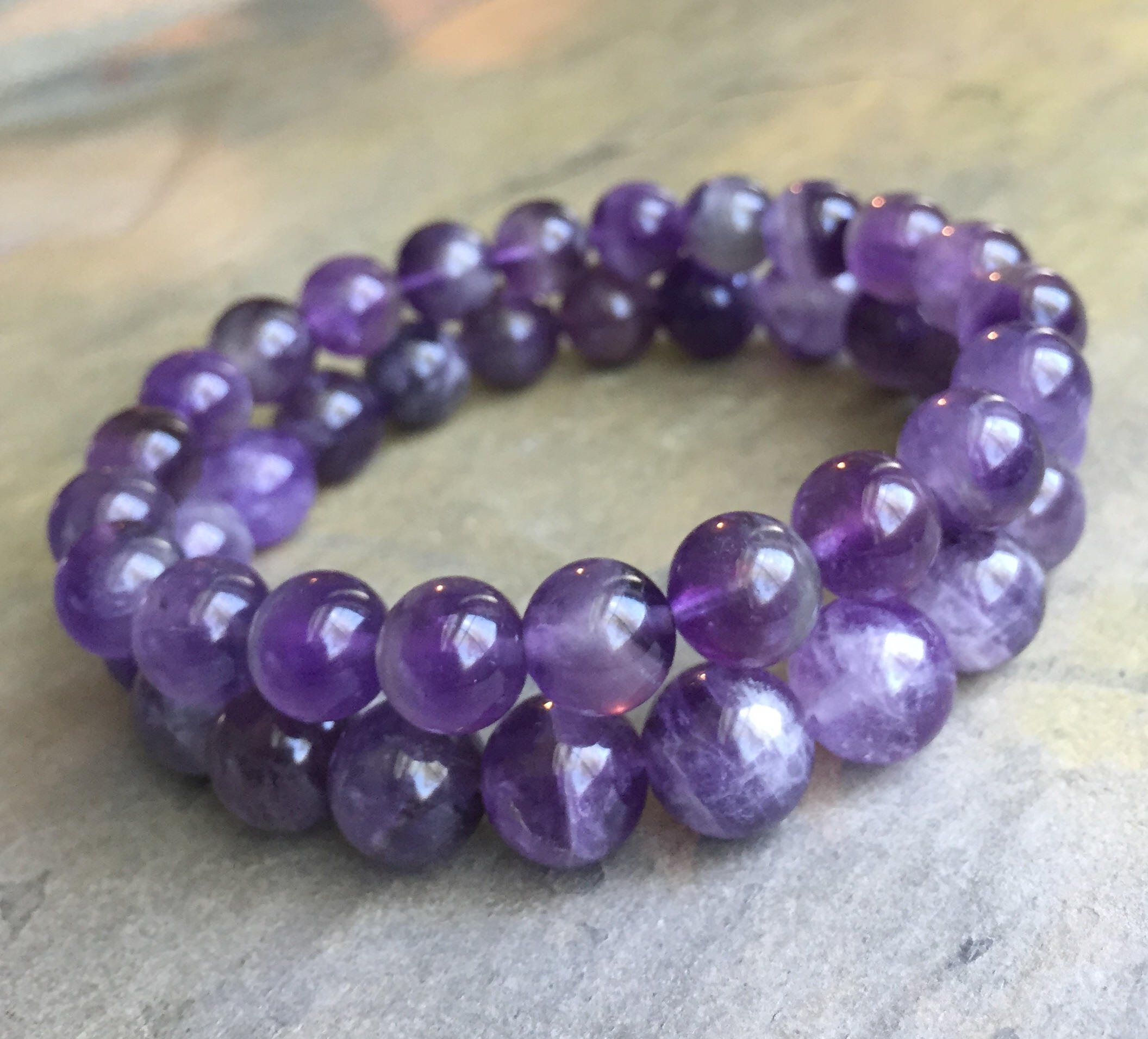 

8mm 10mm Amethyst Beads Bracelet,Elastic Bracelet ,Gemstone Beads Bracelet,Gifts