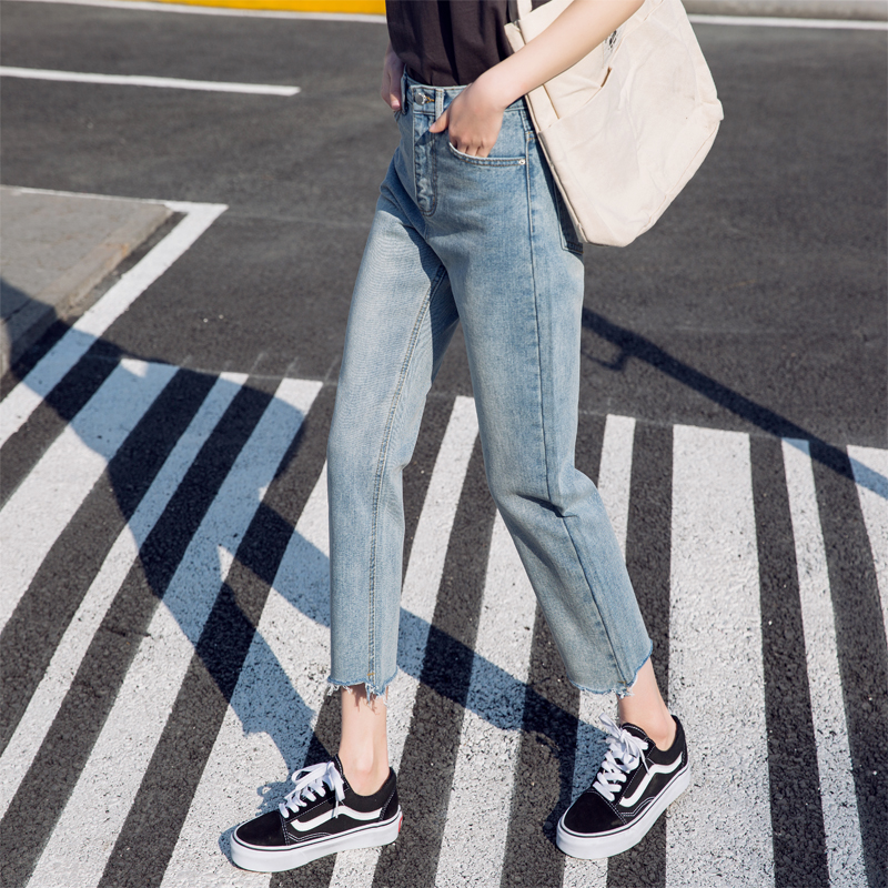 

CTRLCITY Autumn Irregular Loose Jeans Women Denim Pants Tassel Harem Pants Casual Trousers Blue Vintage Women Jeans, Light blue