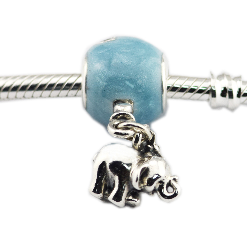 2018 Mother Day 925 Sterling Silver Jewelry Elephant & Blue balloon Dangle Beads Fits women Jewelry Making Pandora Bracelet-image-412701322