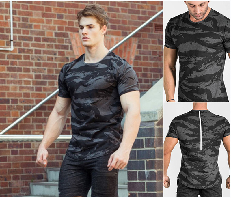 

Men's Sportswear Men's Shirts New Fitness Running T-shirts Men Round Neck Cotton Mens Sport T shirt Breathable Quick Dry Tee Top, Blue