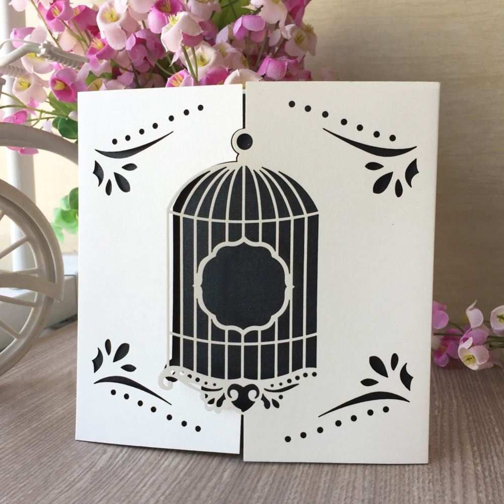 Romantic Birdcage Design Wedding Invitation Card Birthday Party