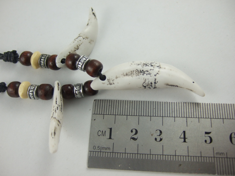 

10pcs Imitation white wolf Tooth Adjustable resin Pendant Necklace, Silver